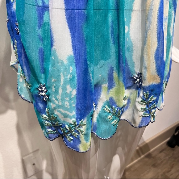 NWOT Midnight Velvet Sheer Tunic Top XL Multi Beaded Embroidered V-Neck - Picture 7 of 16